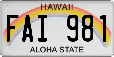 HI license plate FAI981