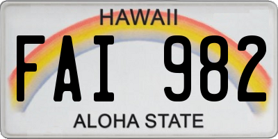 HI license plate FAI982