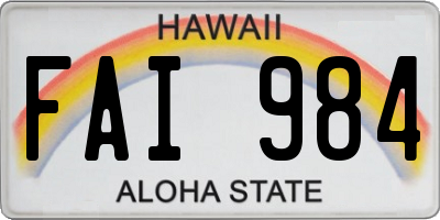 HI license plate FAI984