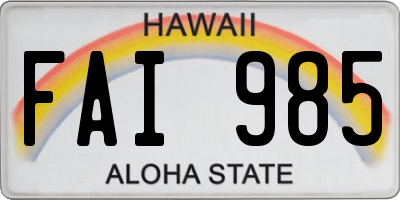 HI license plate FAI985