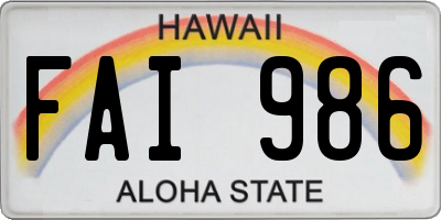 HI license plate FAI986