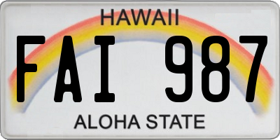 HI license plate FAI987