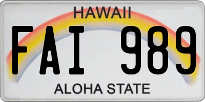 HI license plate FAI989