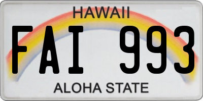 HI license plate FAI993