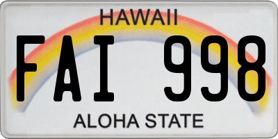 HI license plate FAI998