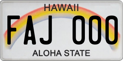 HI license plate FAJ000