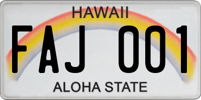 HI license plate FAJ001