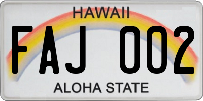 HI license plate FAJ002