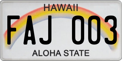 HI license plate FAJ003