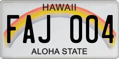 HI license plate FAJ004