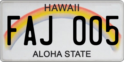 HI license plate FAJ005