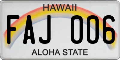 HI license plate FAJ006