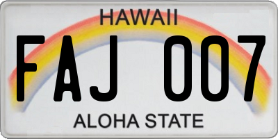 HI license plate FAJ007