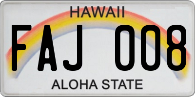 HI license plate FAJ008