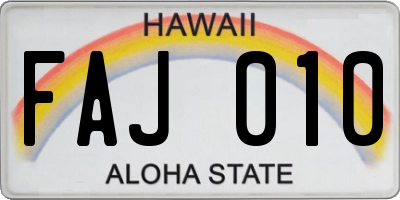 HI license plate FAJ010