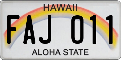 HI license plate FAJ011