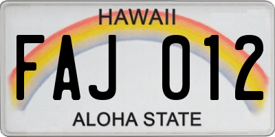 HI license plate FAJ012
