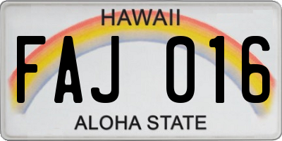 HI license plate FAJ016