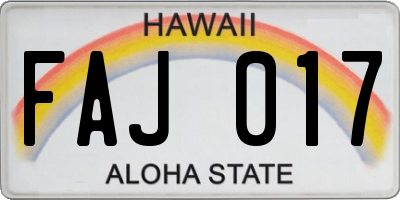 HI license plate FAJ017