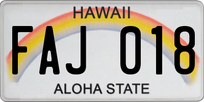 HI license plate FAJ018