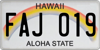 HI license plate FAJ019