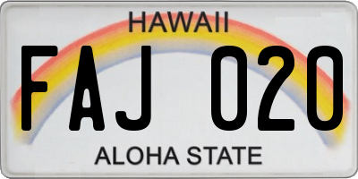 HI license plate FAJ020