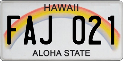 HI license plate FAJ021
