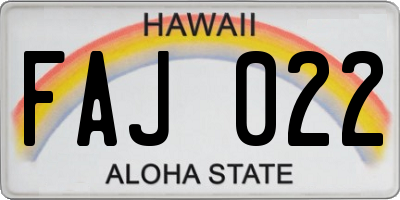 HI license plate FAJ022