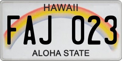 HI license plate FAJ023