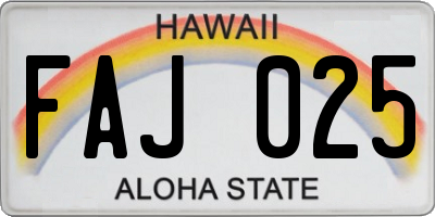 HI license plate FAJ025