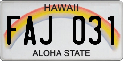 HI license plate FAJ031