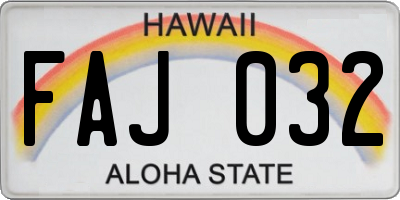 HI license plate FAJ032