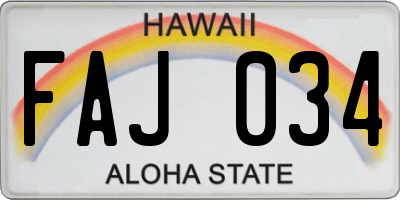 HI license plate FAJ034