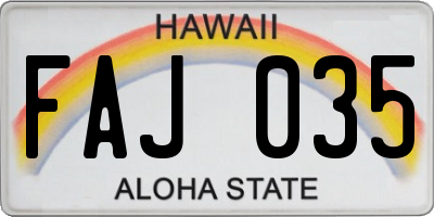 HI license plate FAJ035
