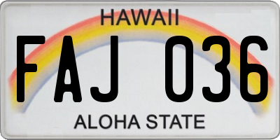 HI license plate FAJ036