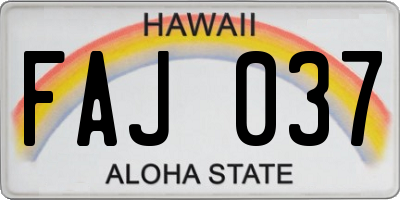 HI license plate FAJ037