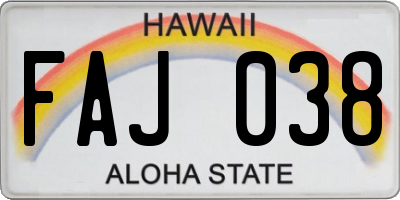 HI license plate FAJ038