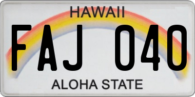 HI license plate FAJ040