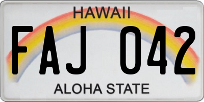 HI license plate FAJ042