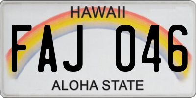 HI license plate FAJ046