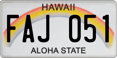 HI license plate FAJ051
