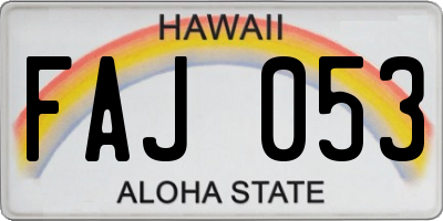 HI license plate FAJ053