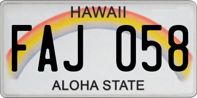 HI license plate FAJ058