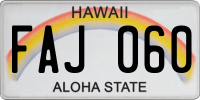 HI license plate FAJ060