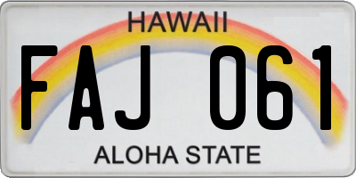 HI license plate FAJ061