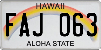 HI license plate FAJ063
