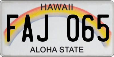HI license plate FAJ065