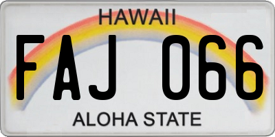 HI license plate FAJ066