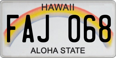 HI license plate FAJ068