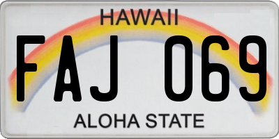 HI license plate FAJ069